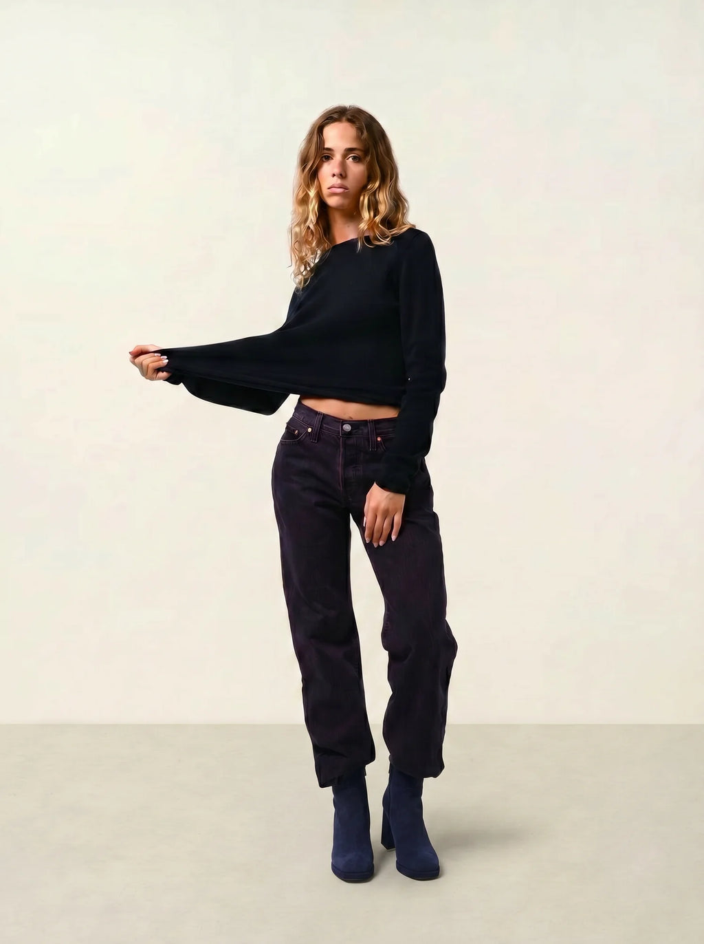 CRIOU pull col bateau bleu marine