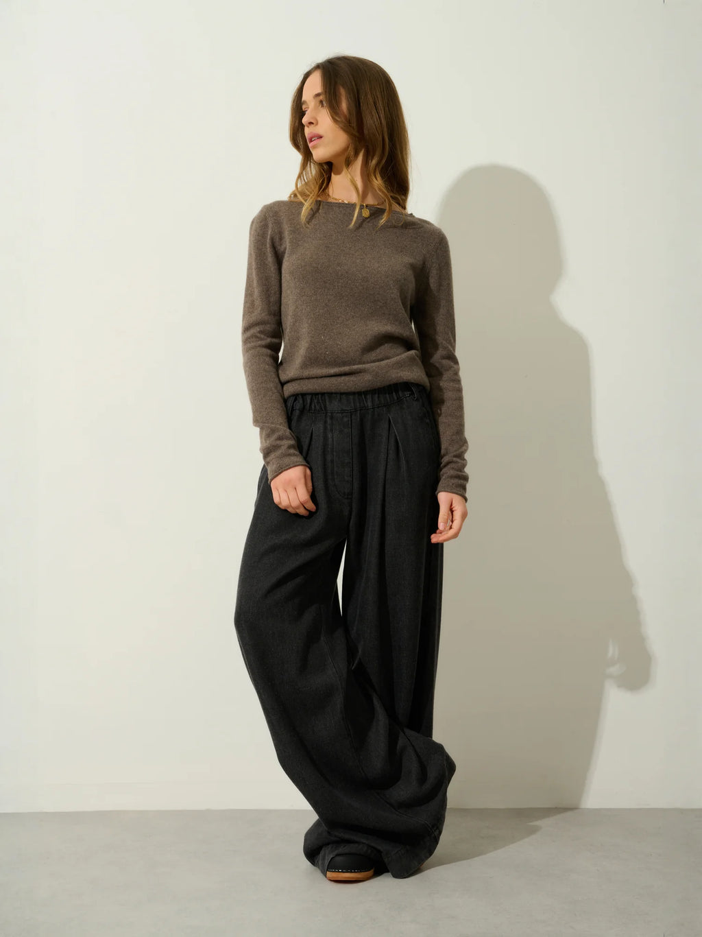 CRIOU pull col bateau taupe chiné