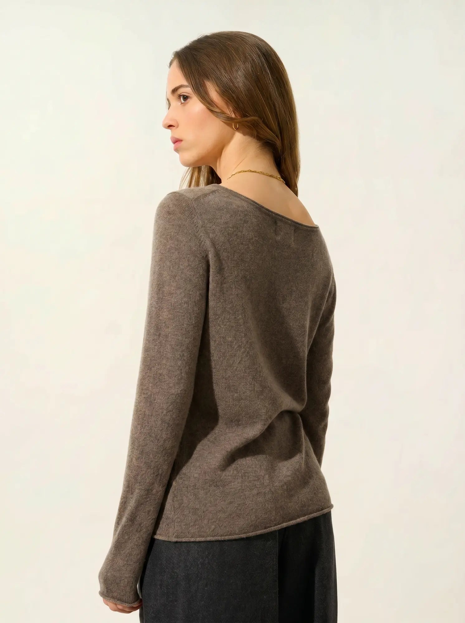 CRIOU pull col bateau taupe chiné