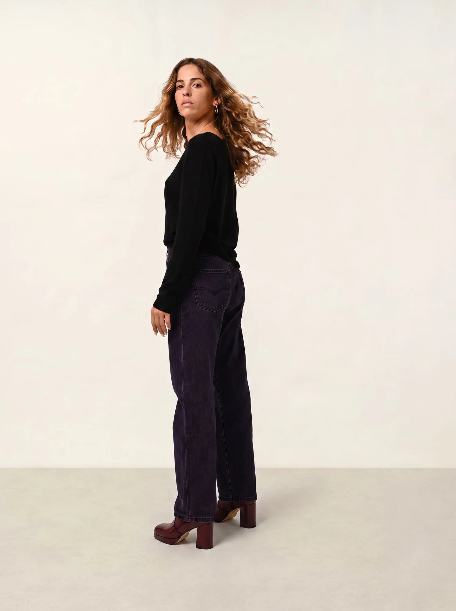 LANFON pull col rond noir