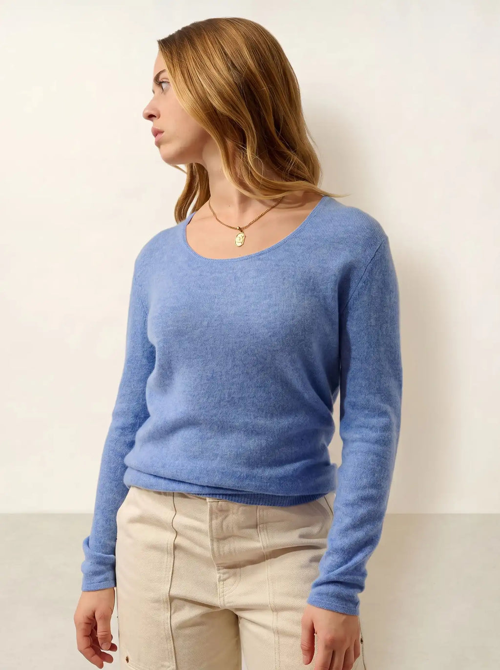 LANFON pullover rundhalsausschnitt himmelblau