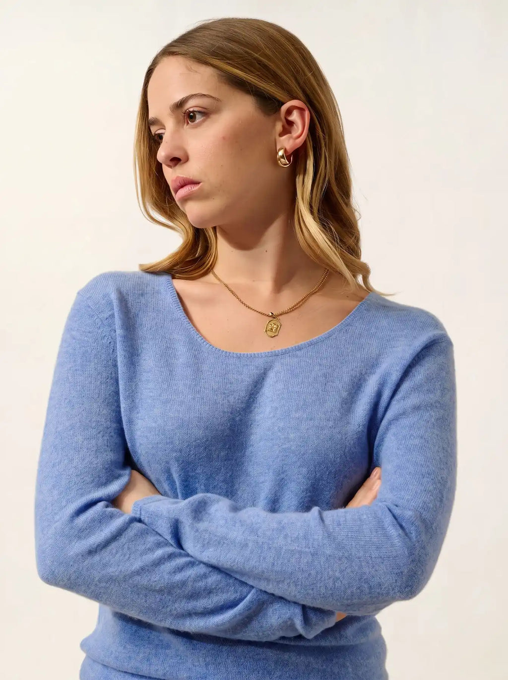 LANFON pullover rundhalsausschnitt himmelblau