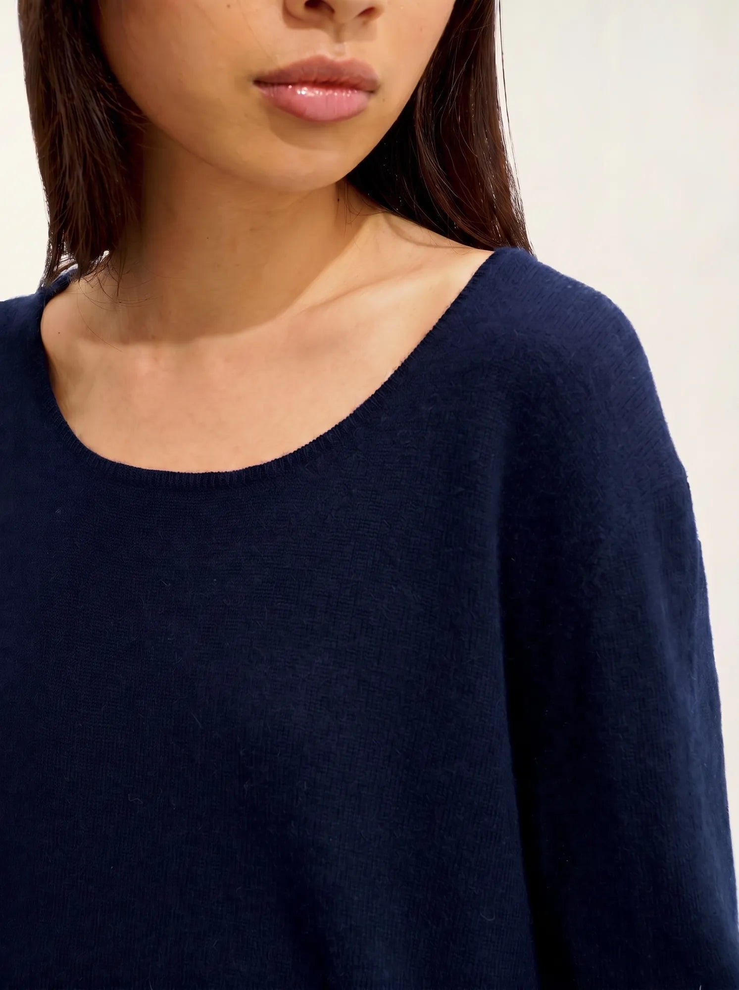 LANFON pull col rond bleu marine