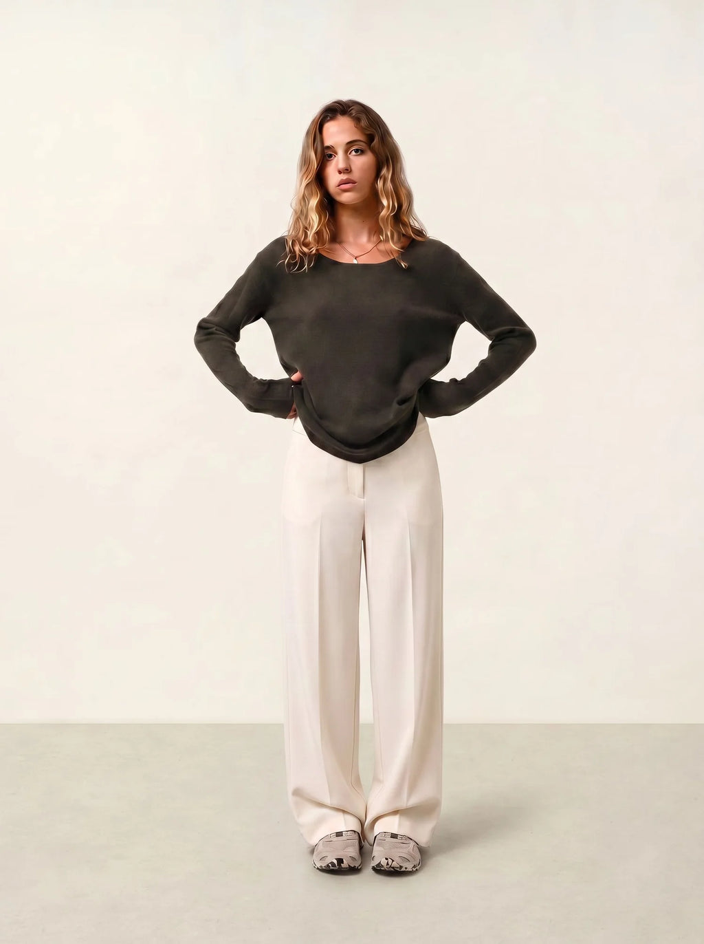 LANFON pull col rond kaki