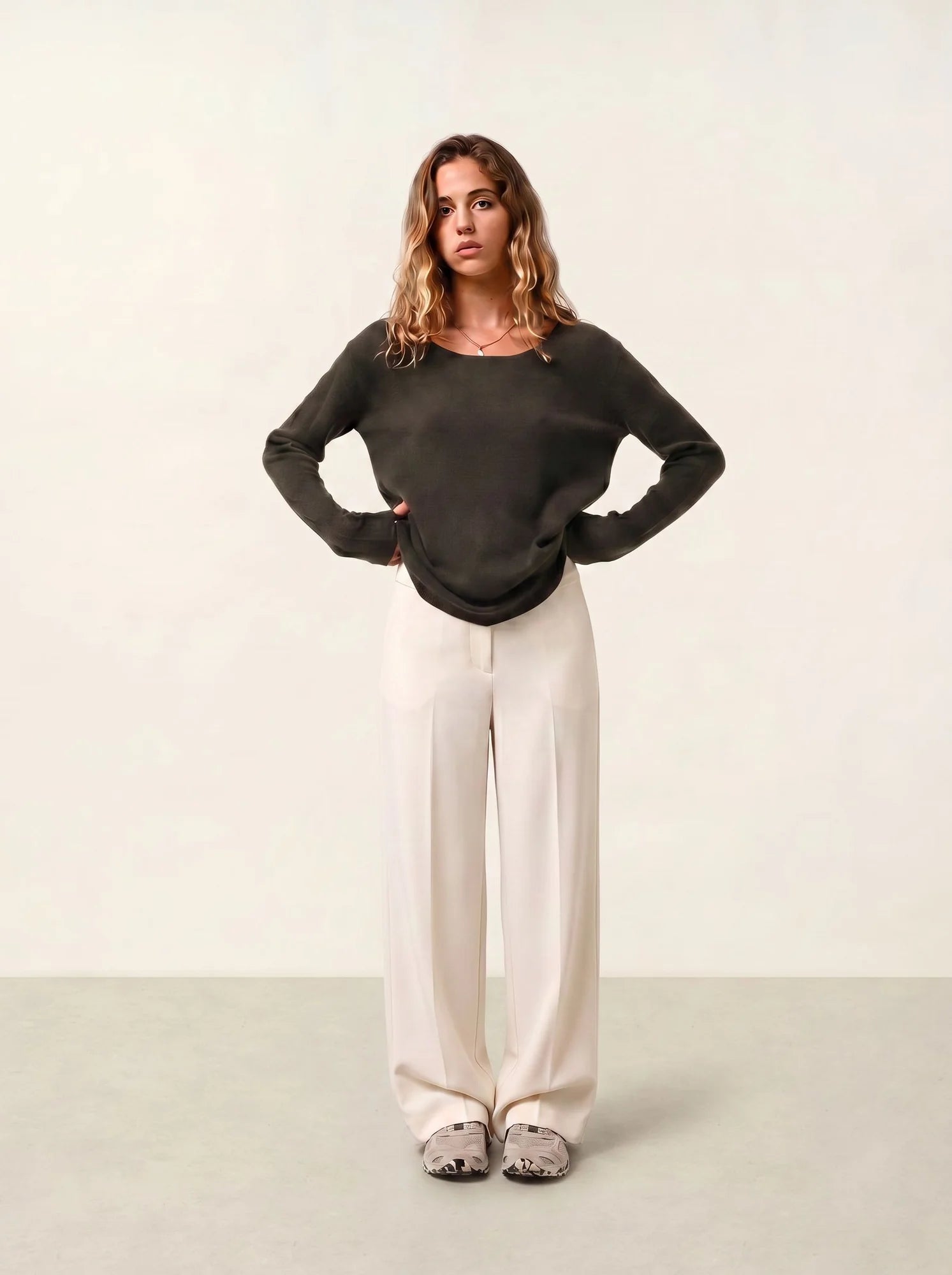 LANFON pull col rond kaki