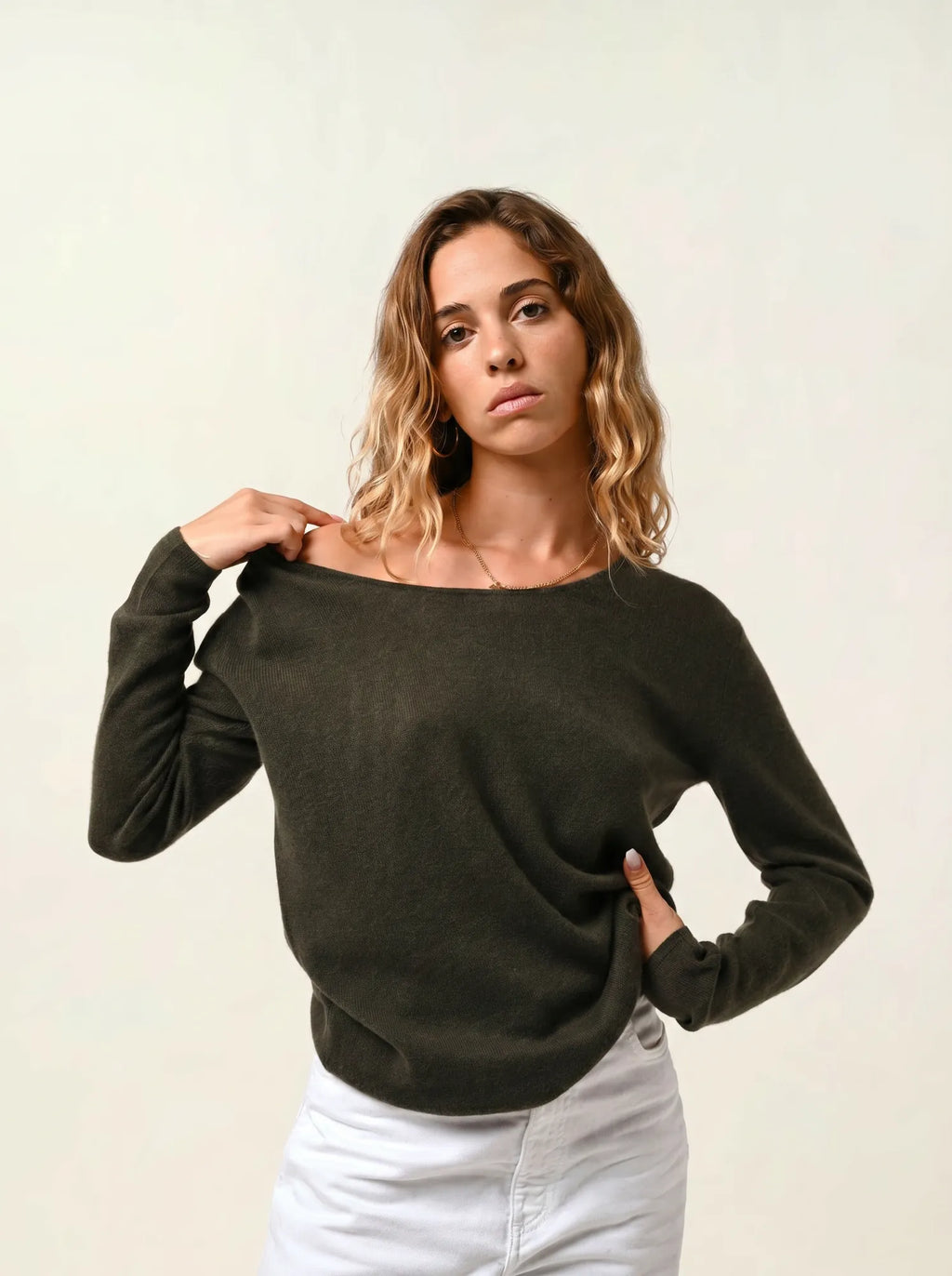 LANFON pull col rond kaki