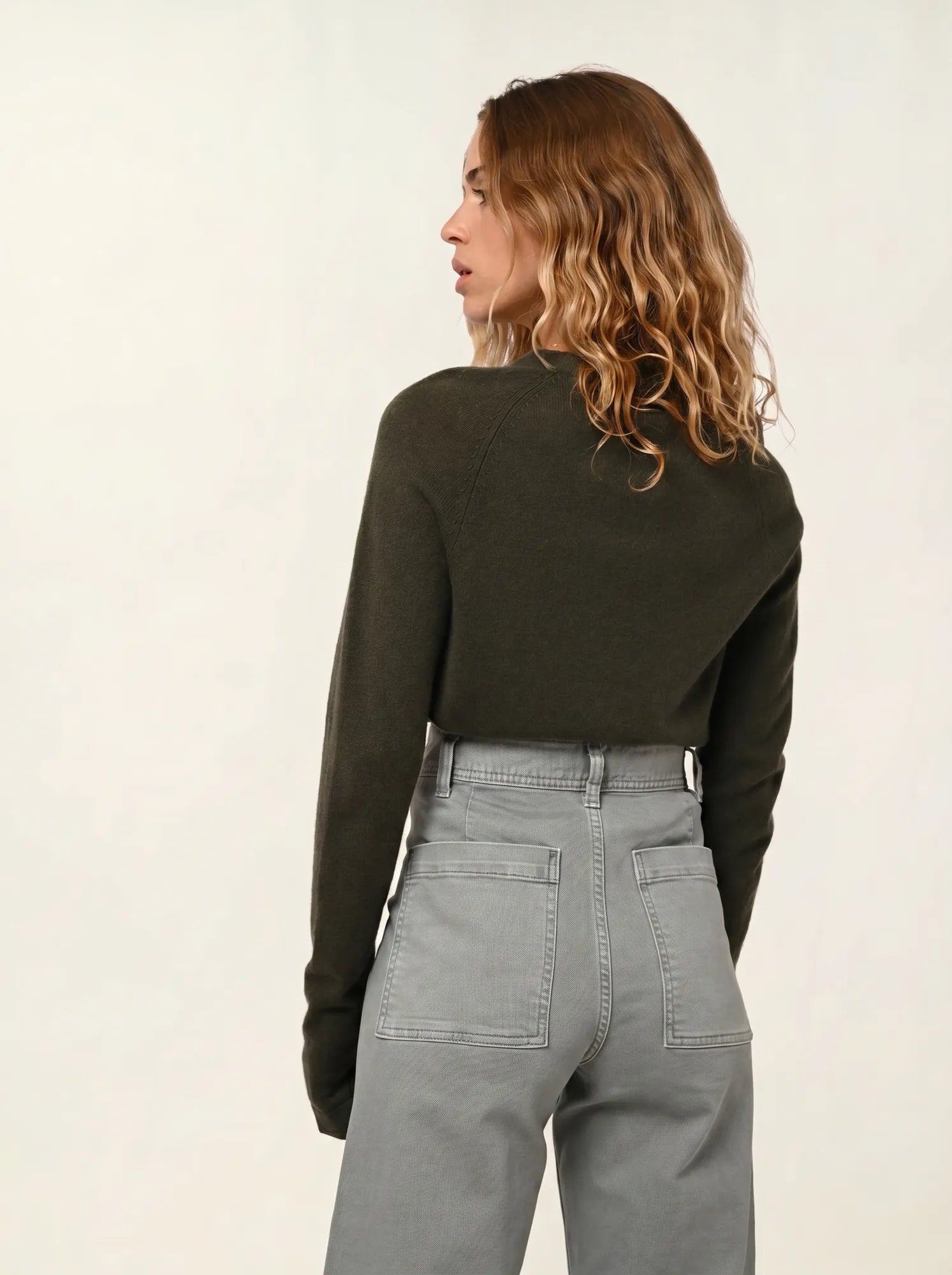ECRIN pull col rond kaki