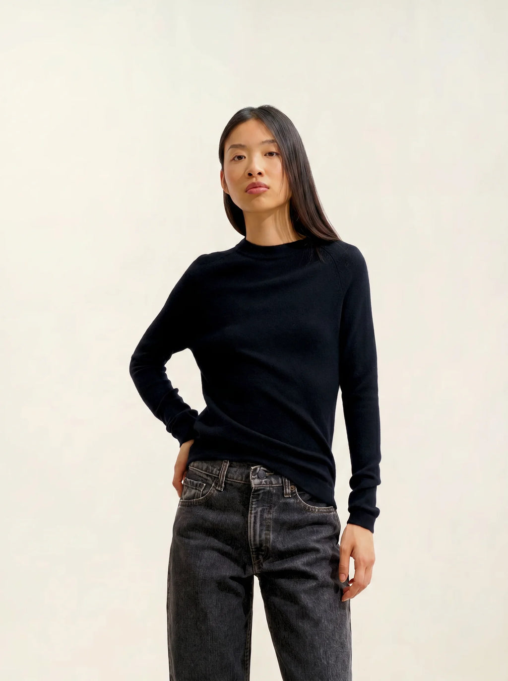 ECRIN pull col rond noir