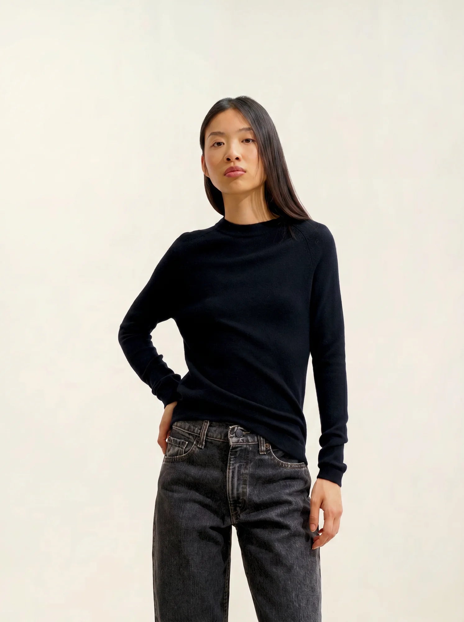 ECRIN pull col rond noir