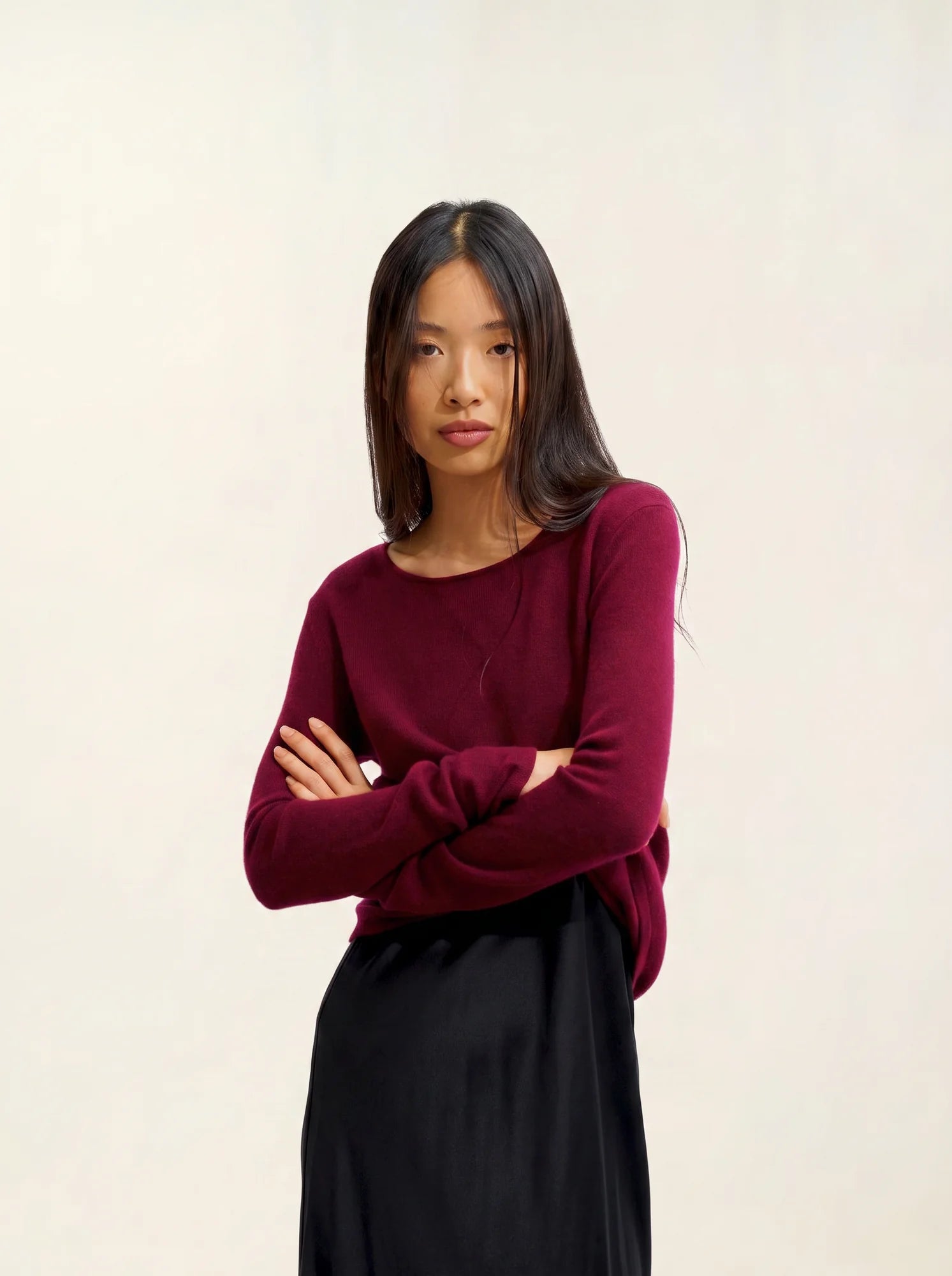 EPÉNA pullover rundhalsausschnitt bordeaux