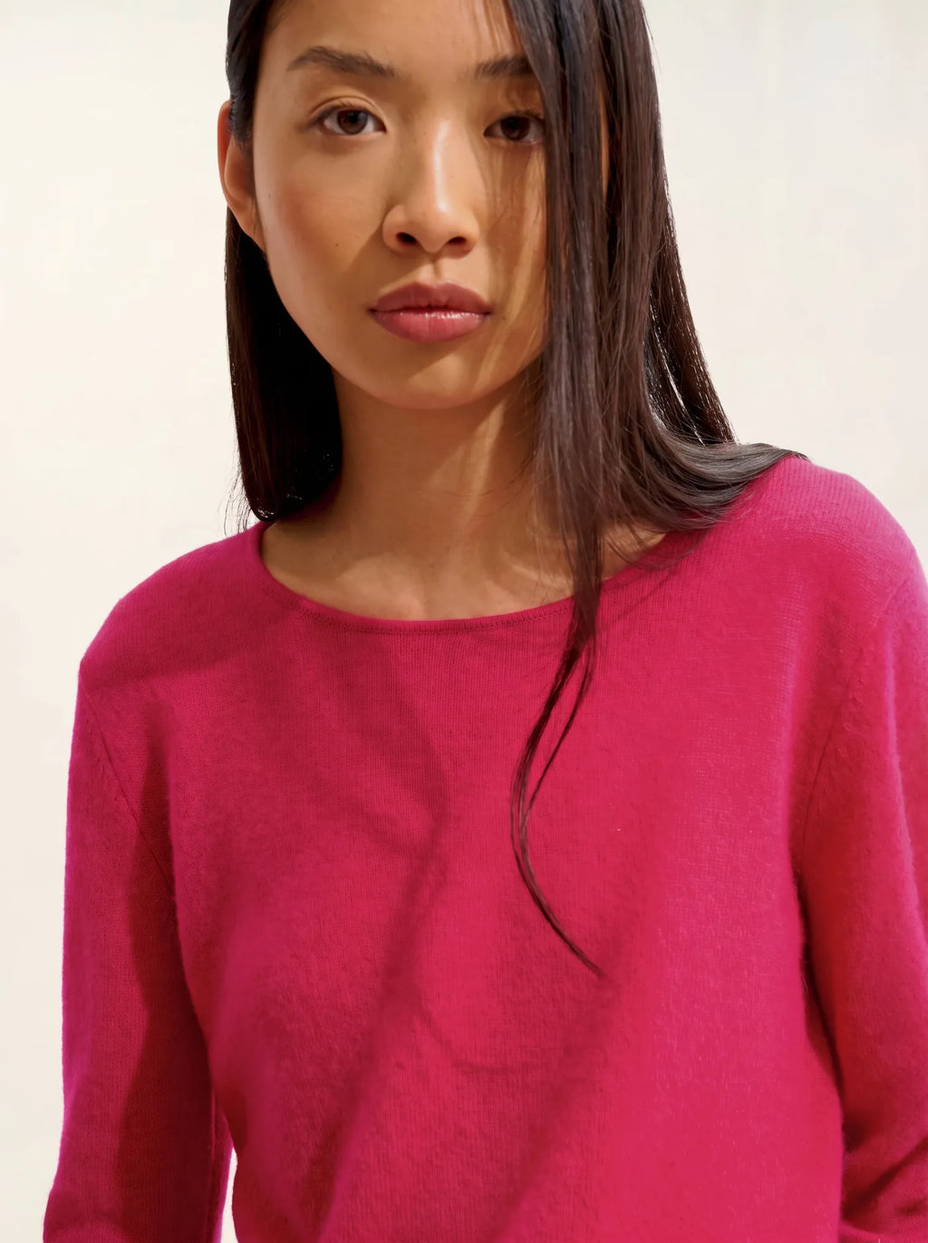 EPÉNA pull col rond fuchsia