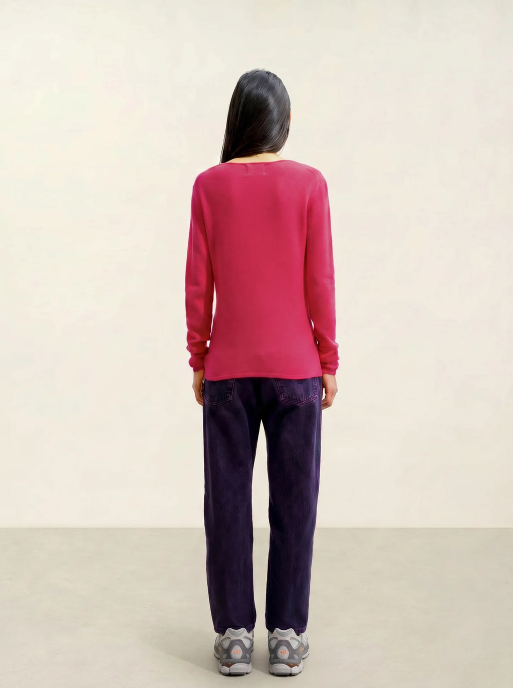 EPÉNA pull col rond fuchsia
