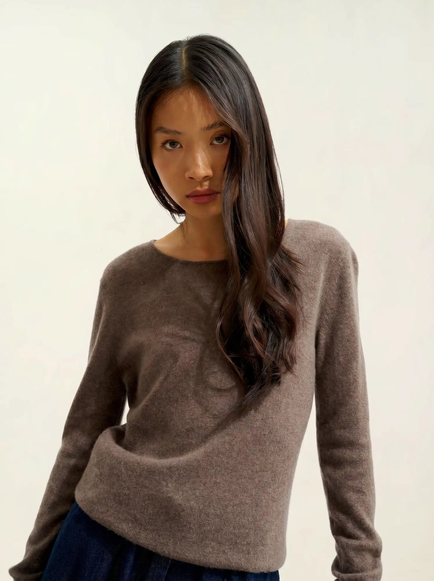 EPÉNA pull col rond taupe chiné
