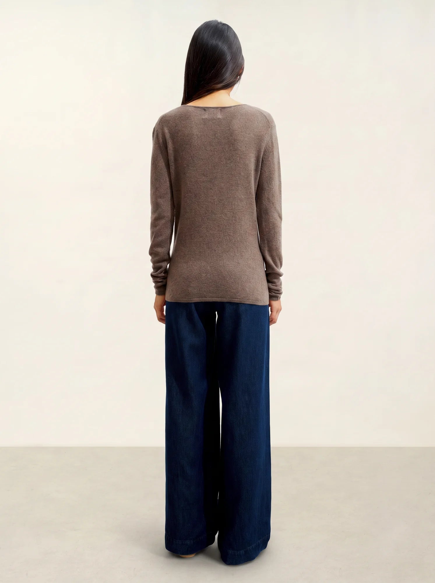 EPÉNA pull col rond taupe chiné