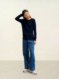 ETRET pull col rond bleu marine