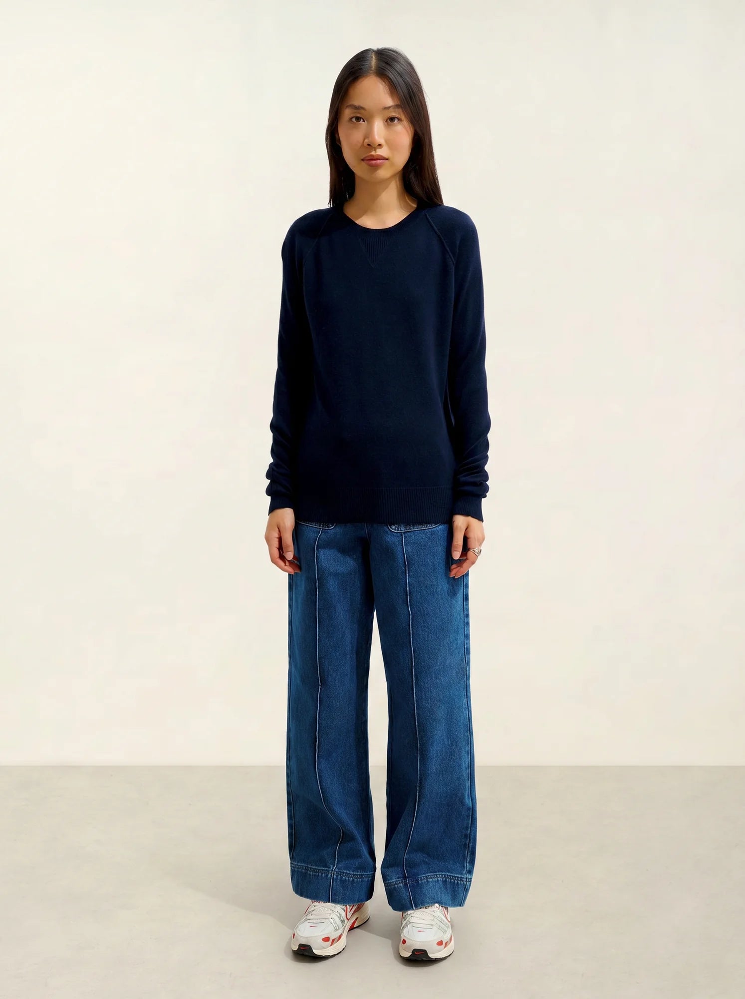 ETRET pull col rond bleu marine