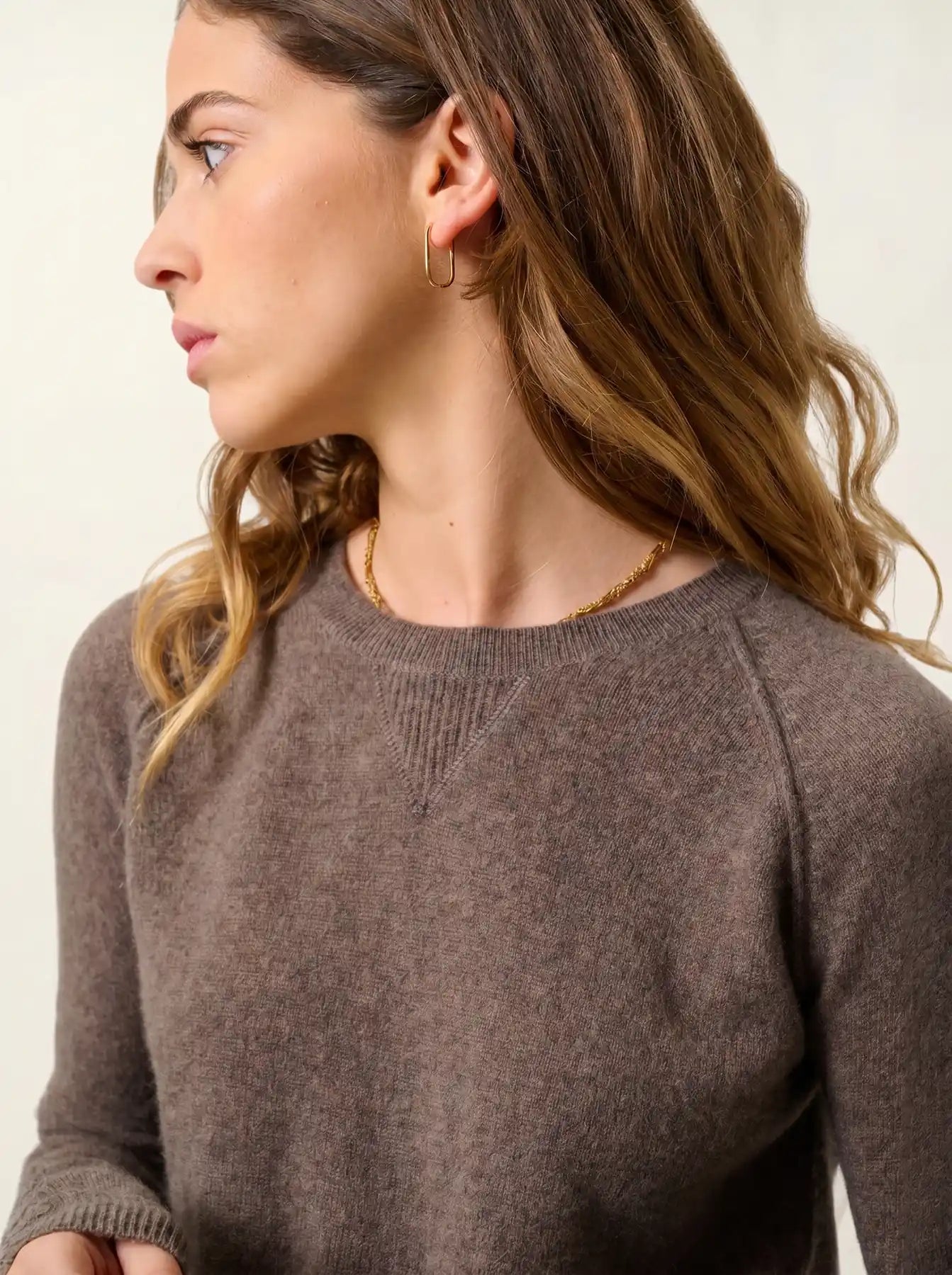 ETRET pull col rond taupe chiné