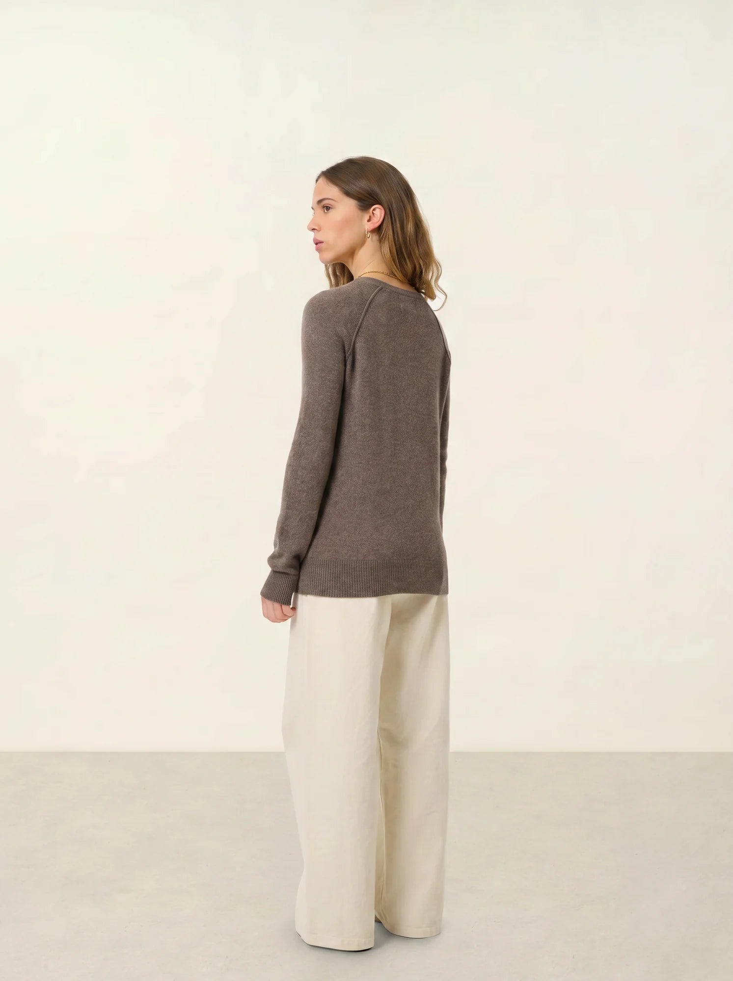 ETRET pull col rond taupe chiné