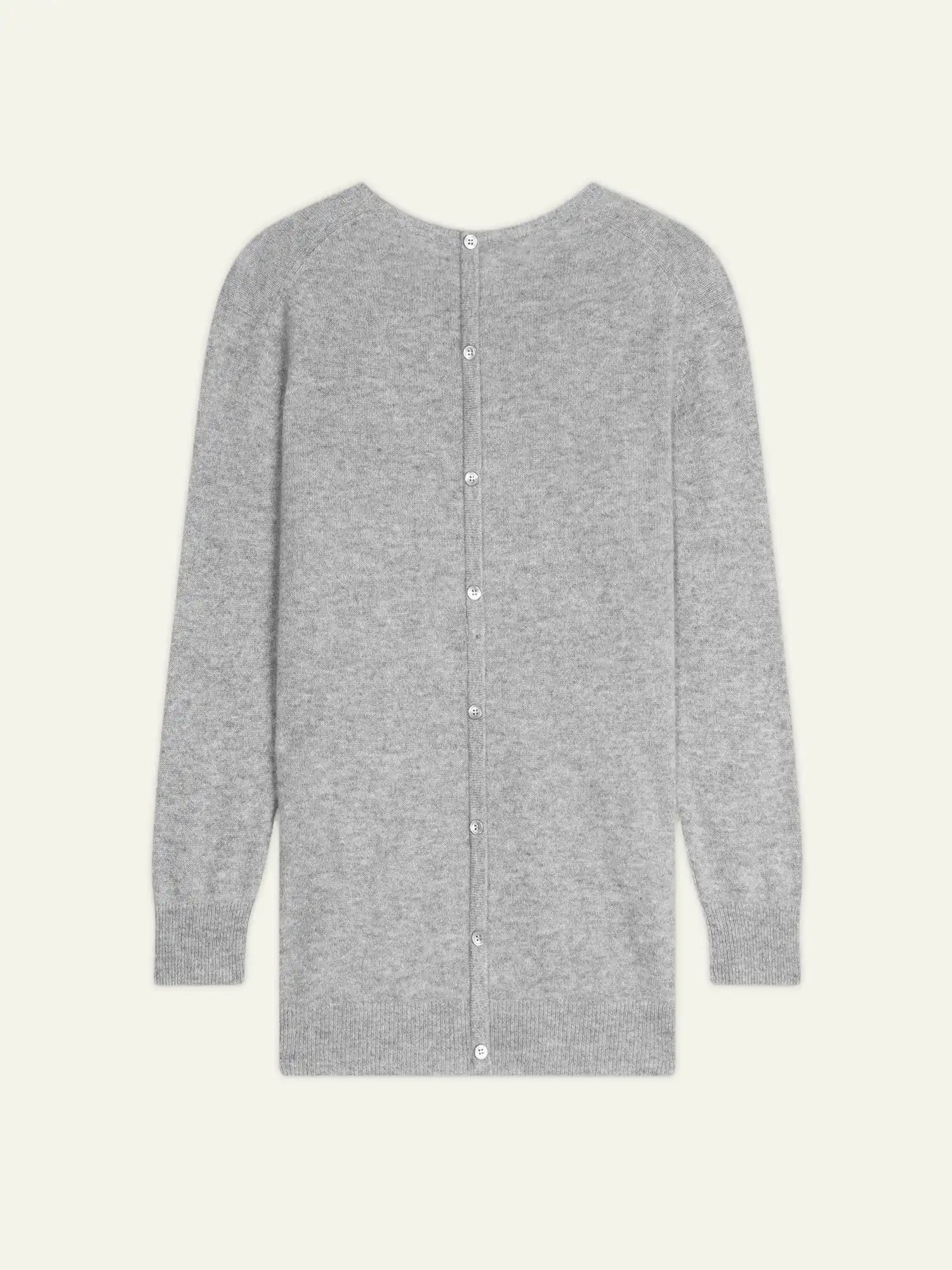 ESTARIS Sweater Crew Neck Buttoned Back Heather Cloud