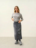 ESTARIS Sweater Crew Neck Buttoned Back Heather Cloud