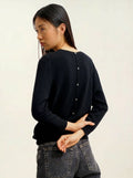 ESTARIS pull col rond boutonné dos noir