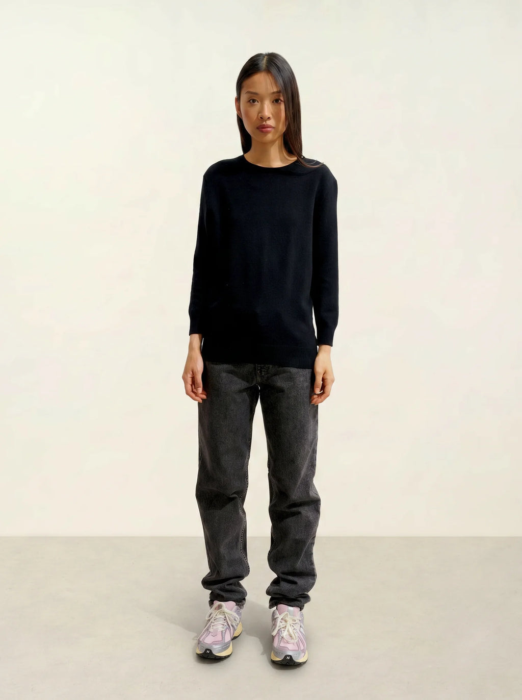 ESTARIS pull col rond boutonné dos noir