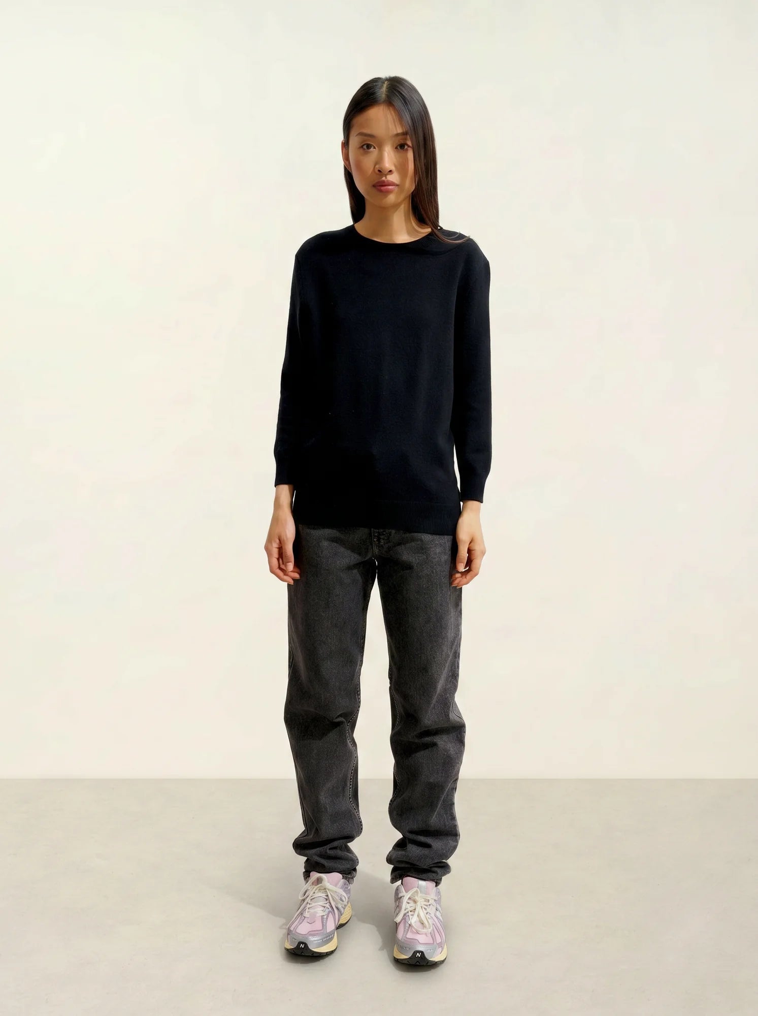 ESTARIS pull col rond boutonné dos noir