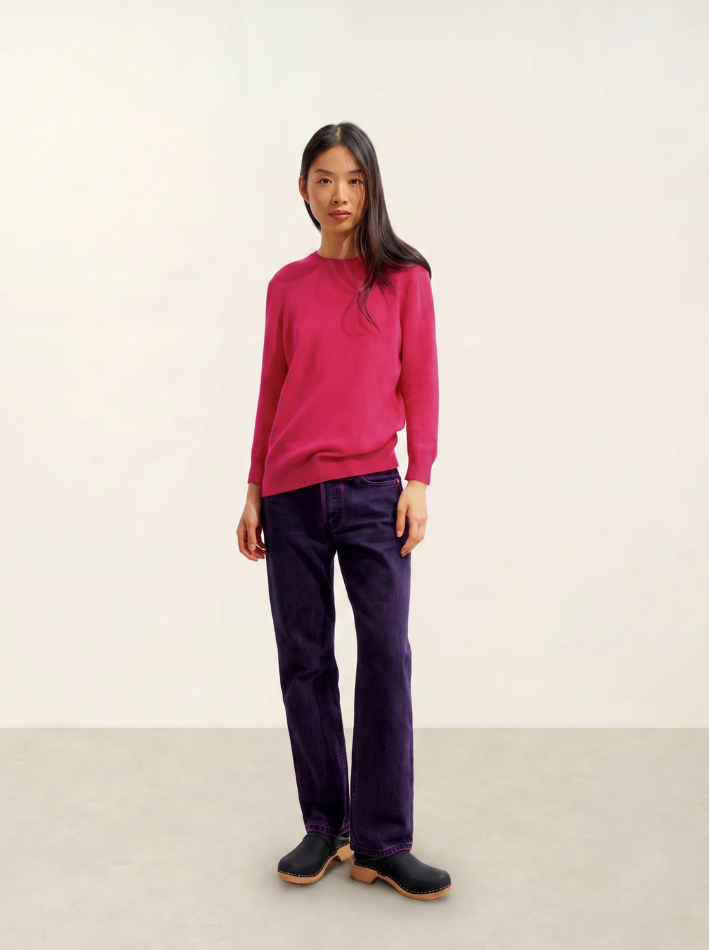 ESTARIS pullover rundhalsausschnitt geknöpft hinten fuchsia