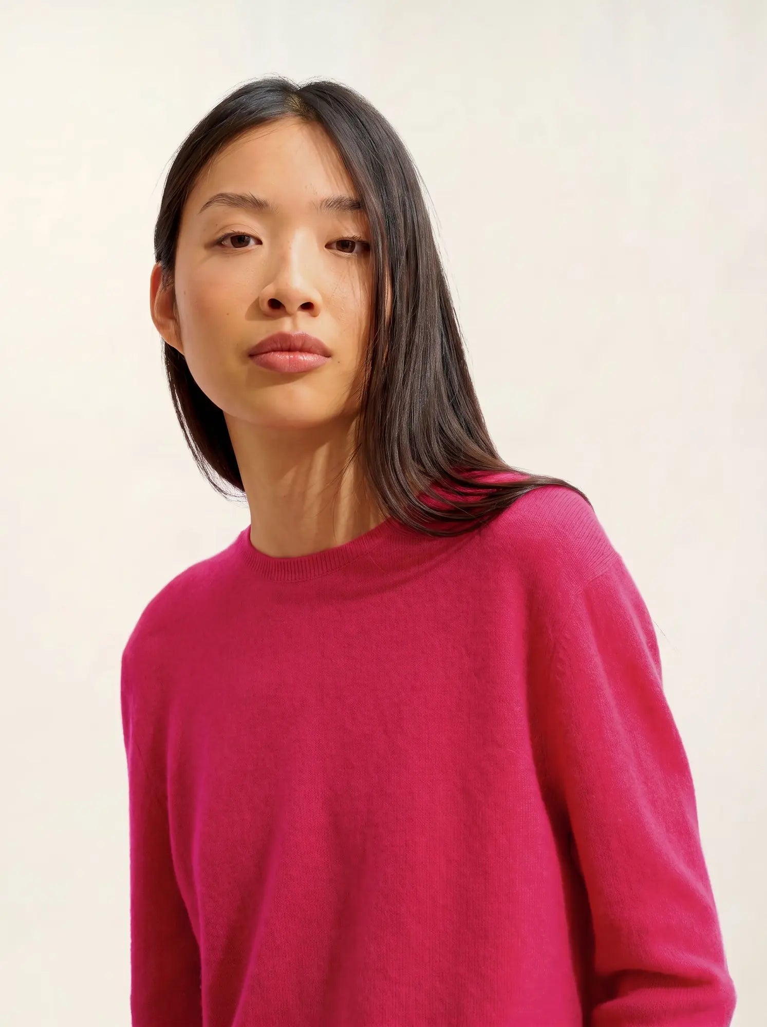 ESTARIS pullover rundhalsausschnitt geknöpft hinten fuchsia