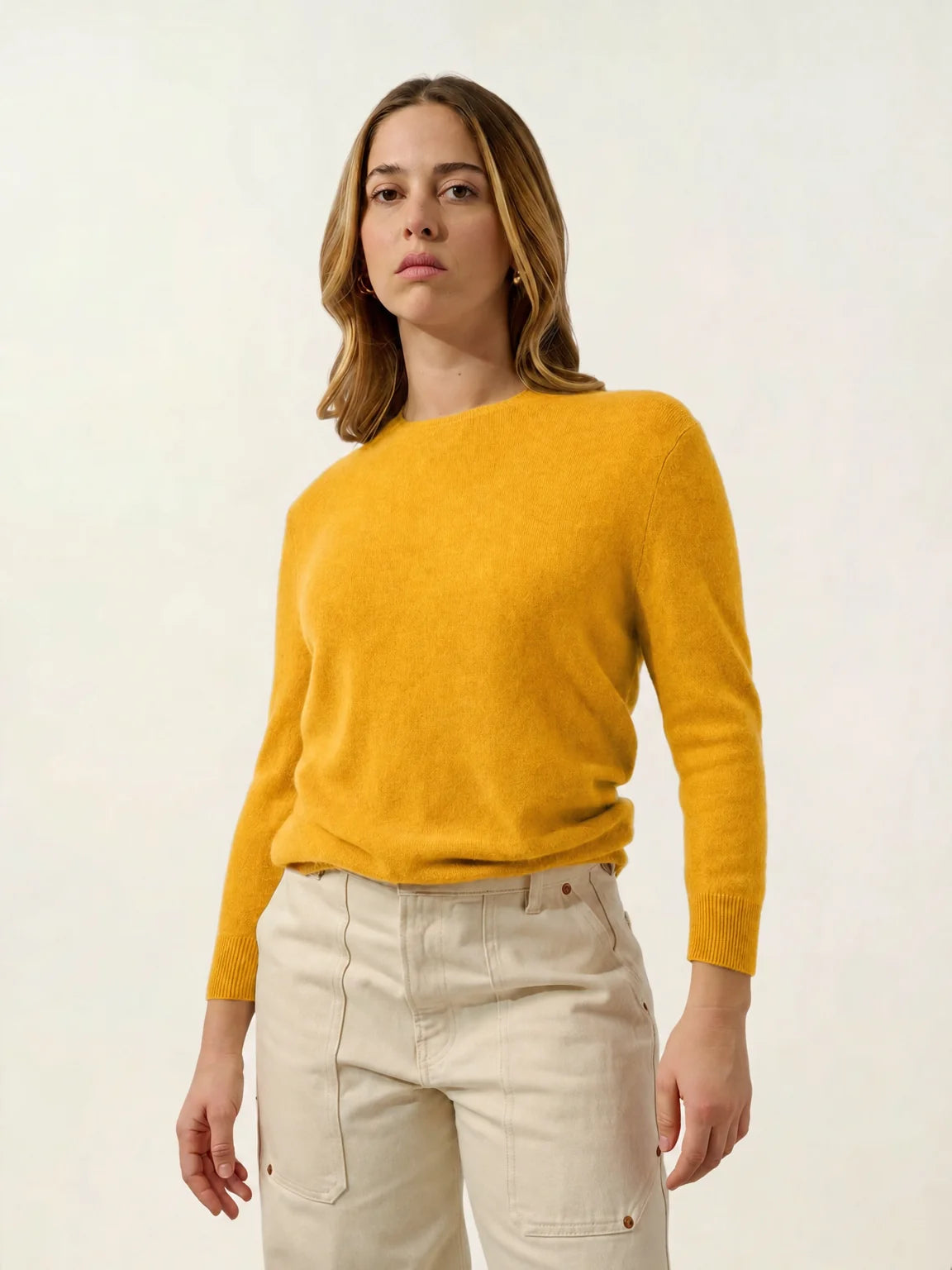 ESTARIS pull col rond boutonné dos curcuma