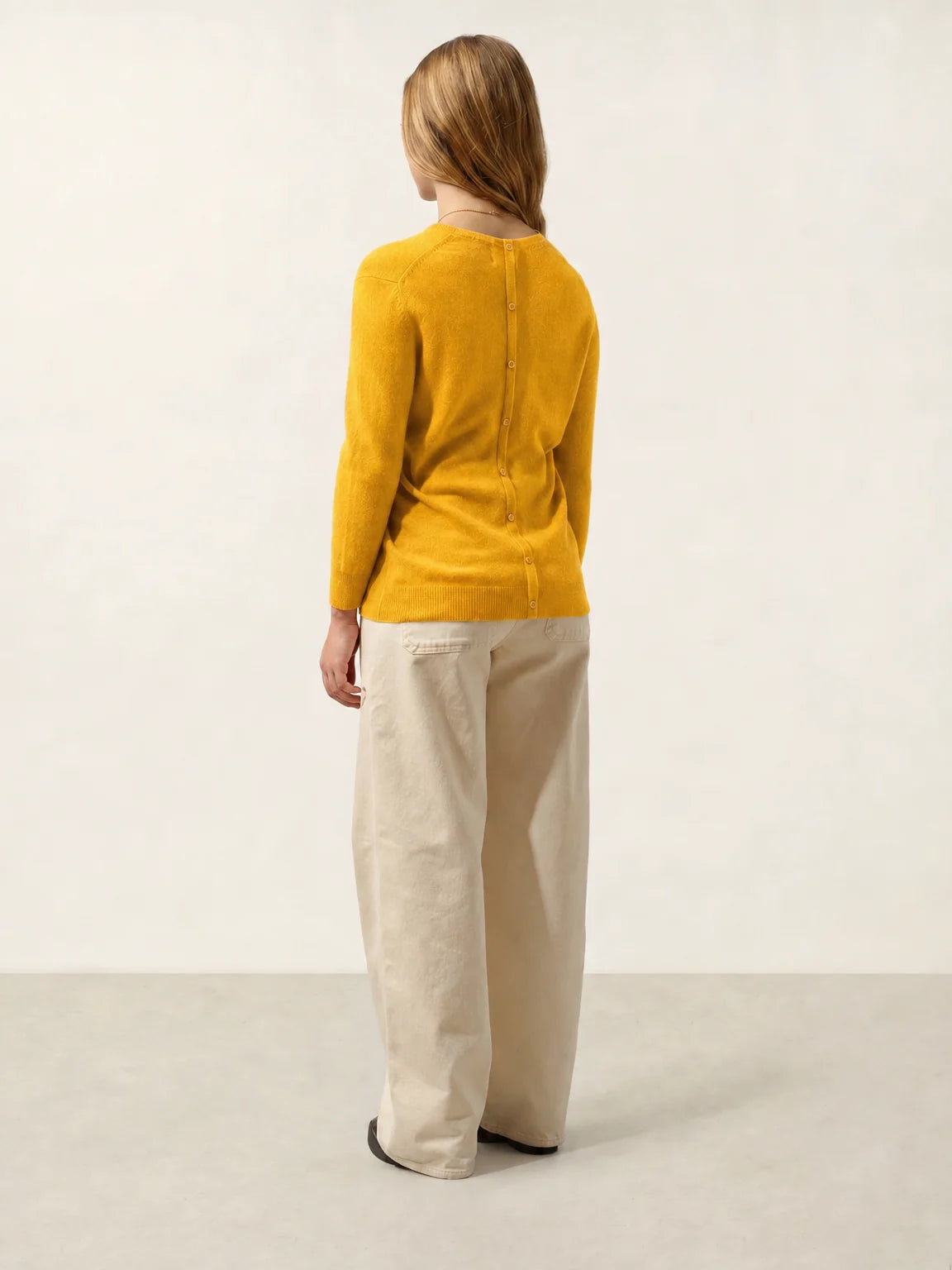 ESTARIS pull col rond boutonné dos curcuma