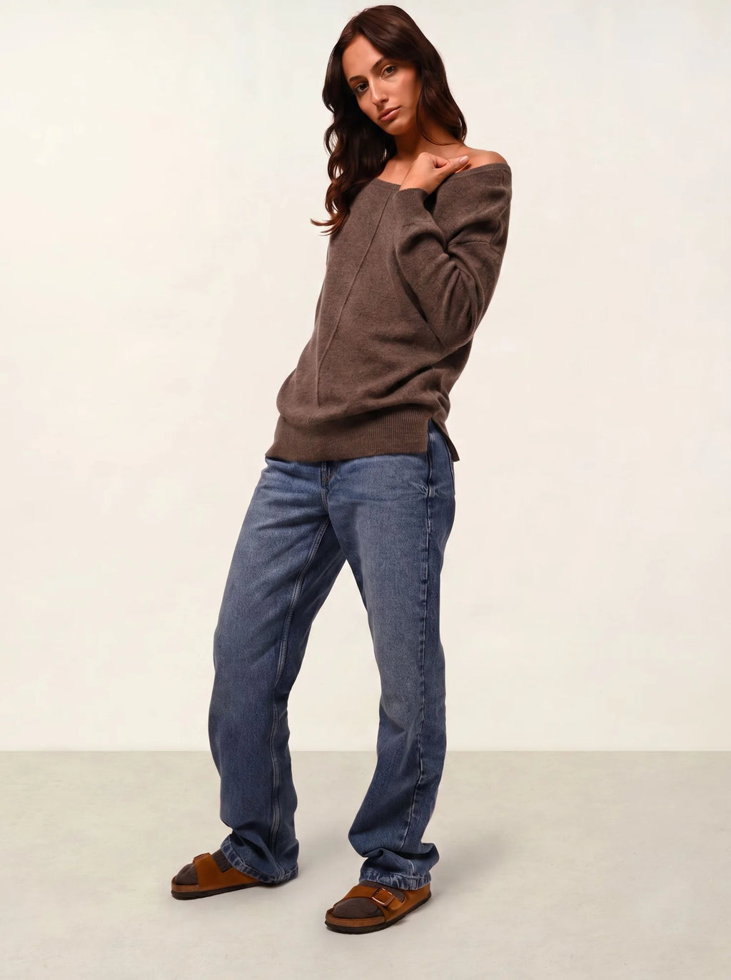 FARAUT Sweater Boat Neck Heather Taupe