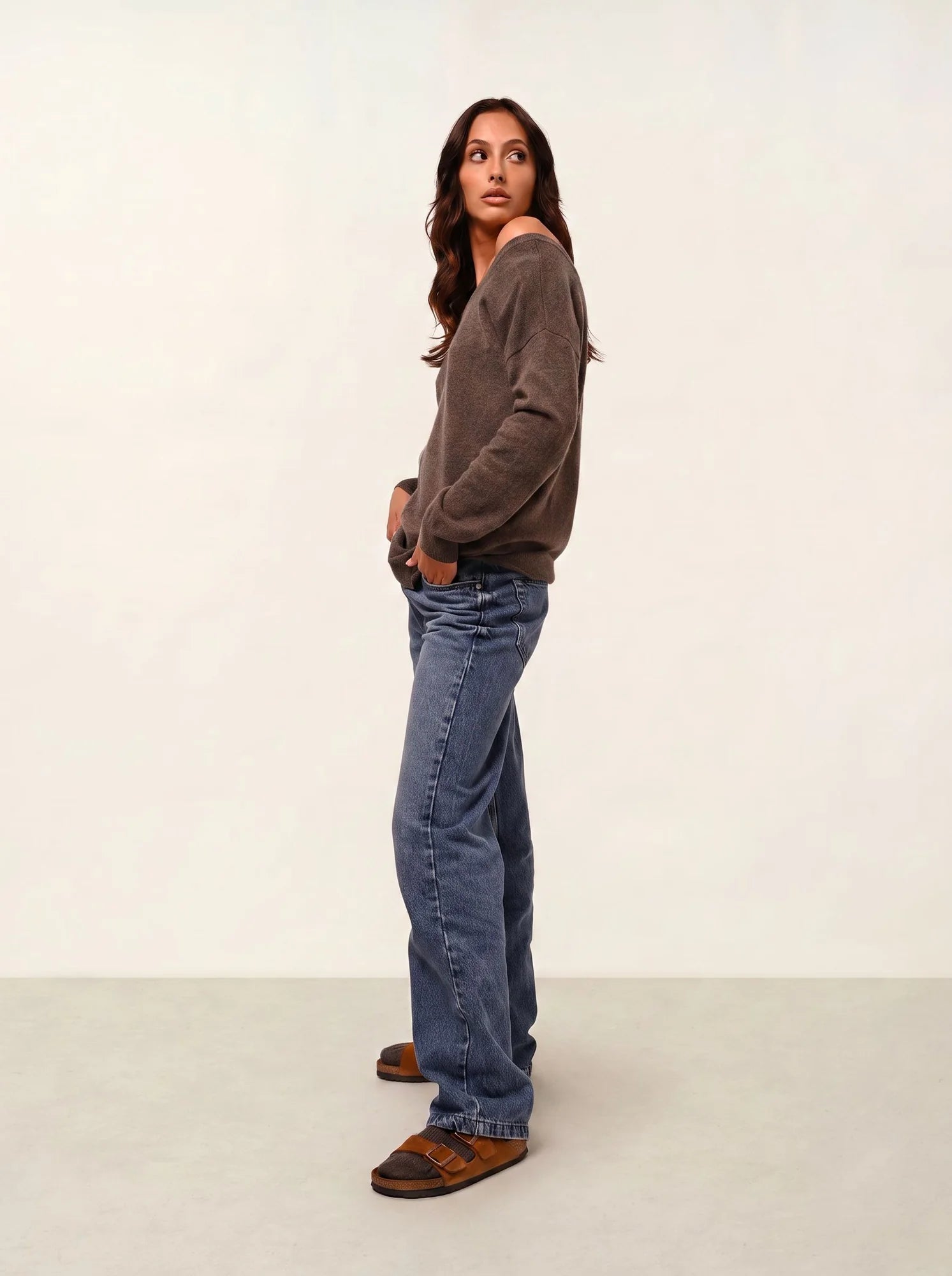 FARAUT Sweater Boat Neck Heather Taupe