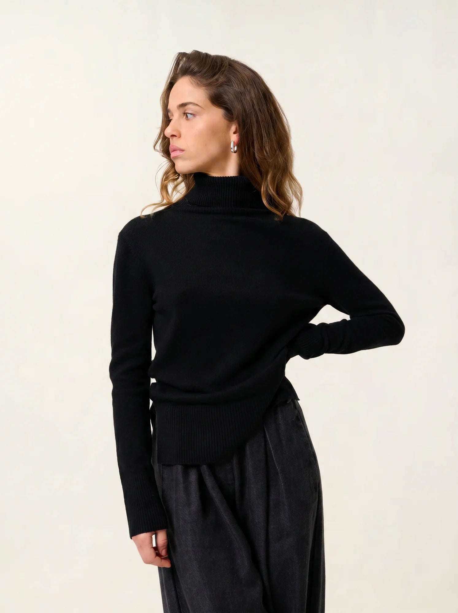 FORNET pull col roulé noir