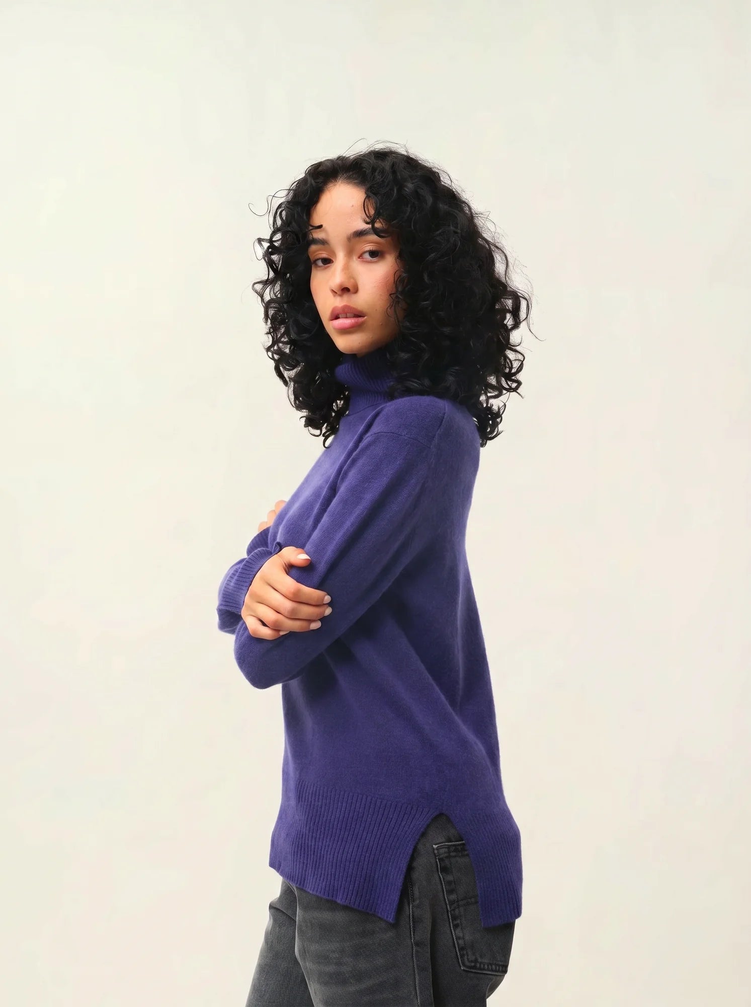 FORNET Pullover Rollkragen Violett