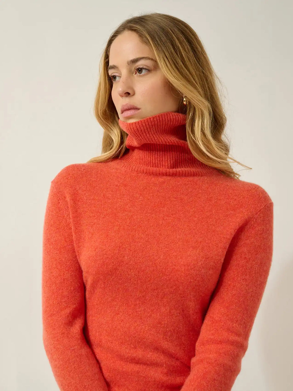 FORNET Pullover Rollkragen Orange meliert