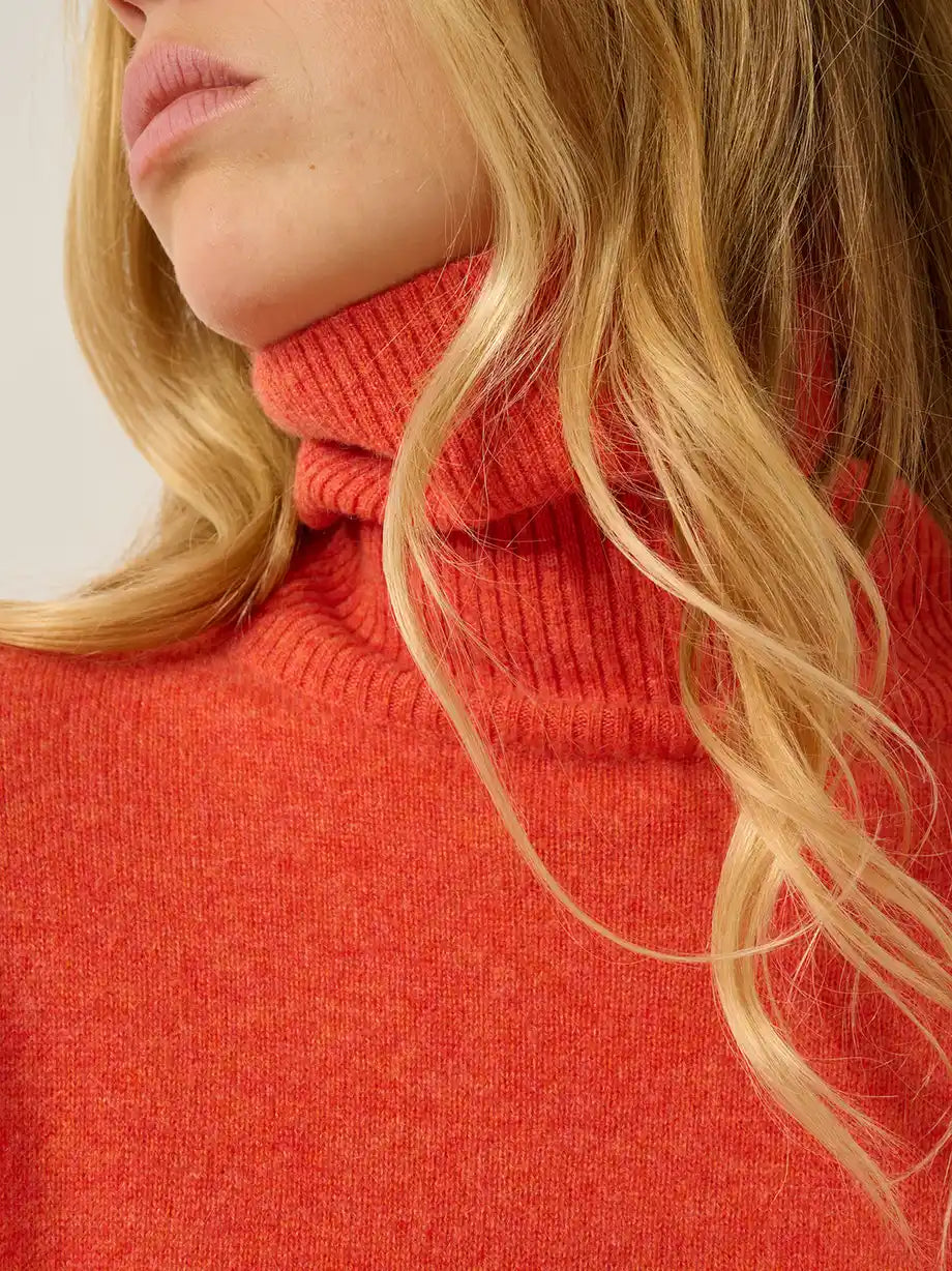 FORNET Pullover Rollkragen Orange meliert