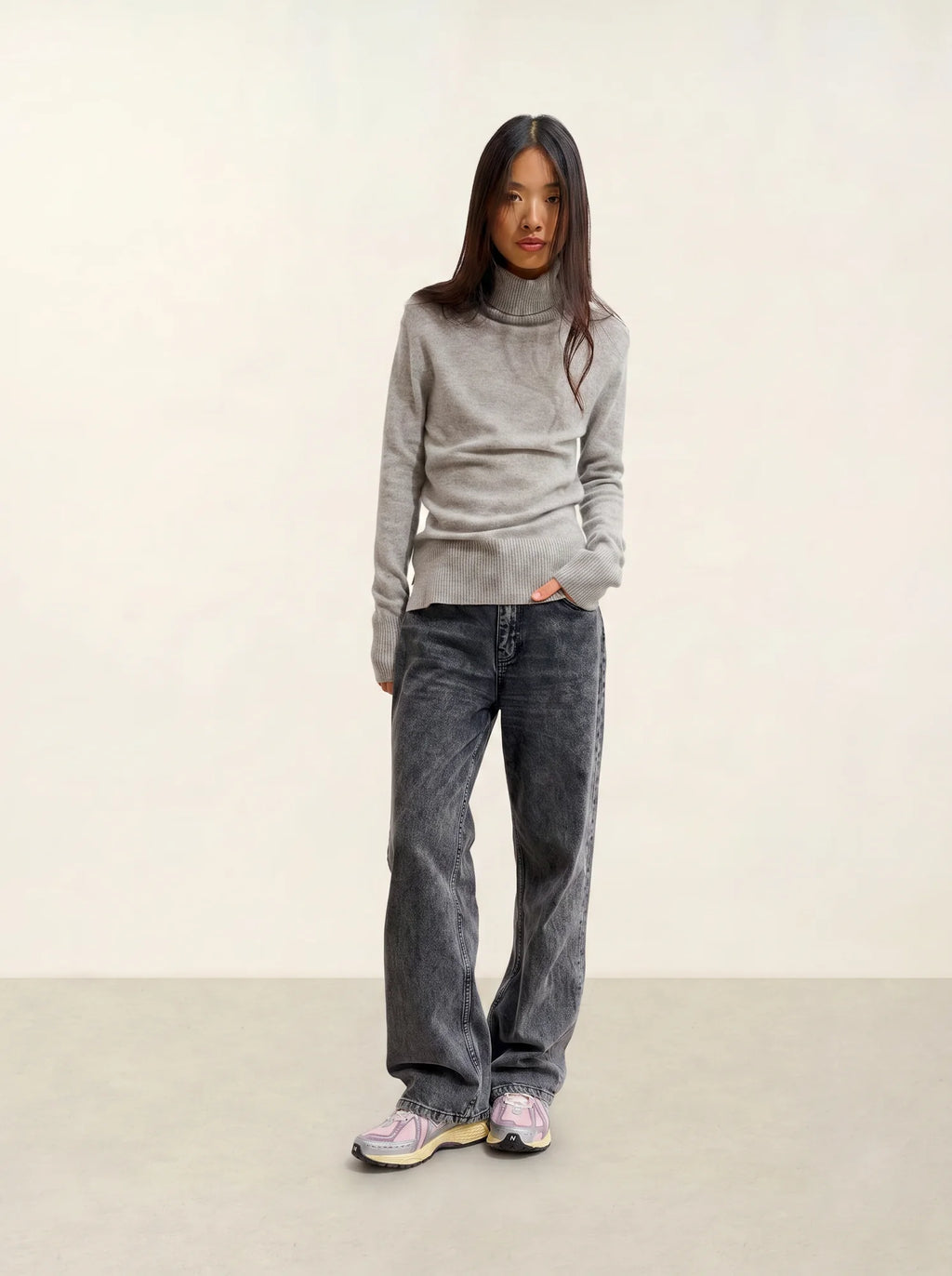 FORNET pull col roulé nuage chiné