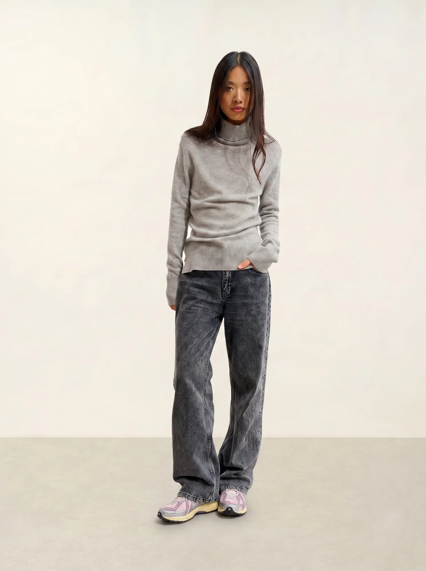 FORNET pull col roulé nuage chiné