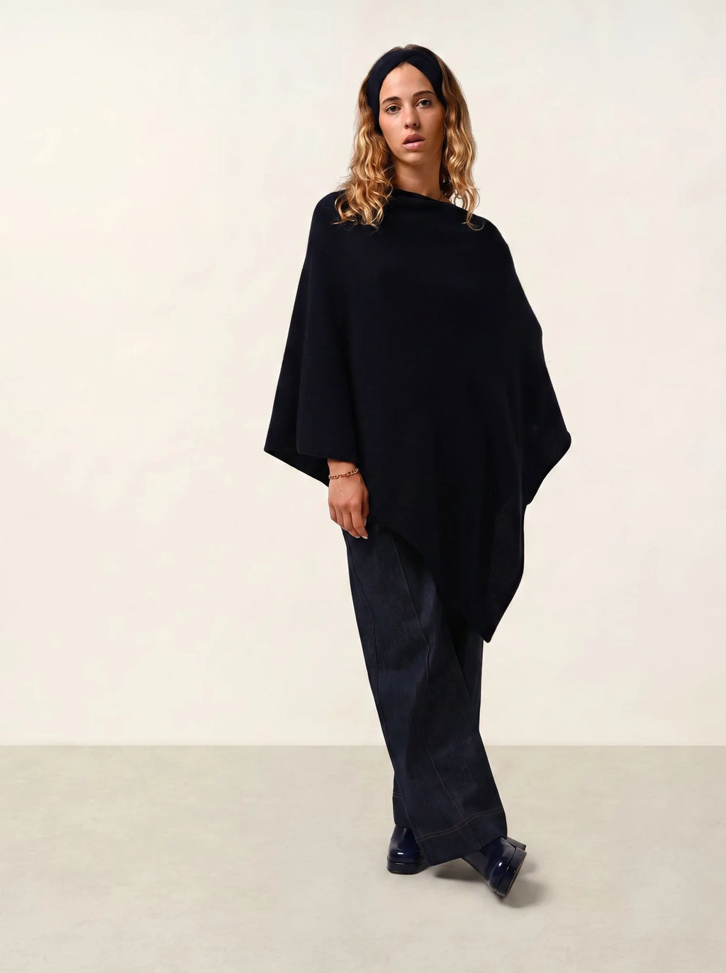 CARRA poncho bleu marine