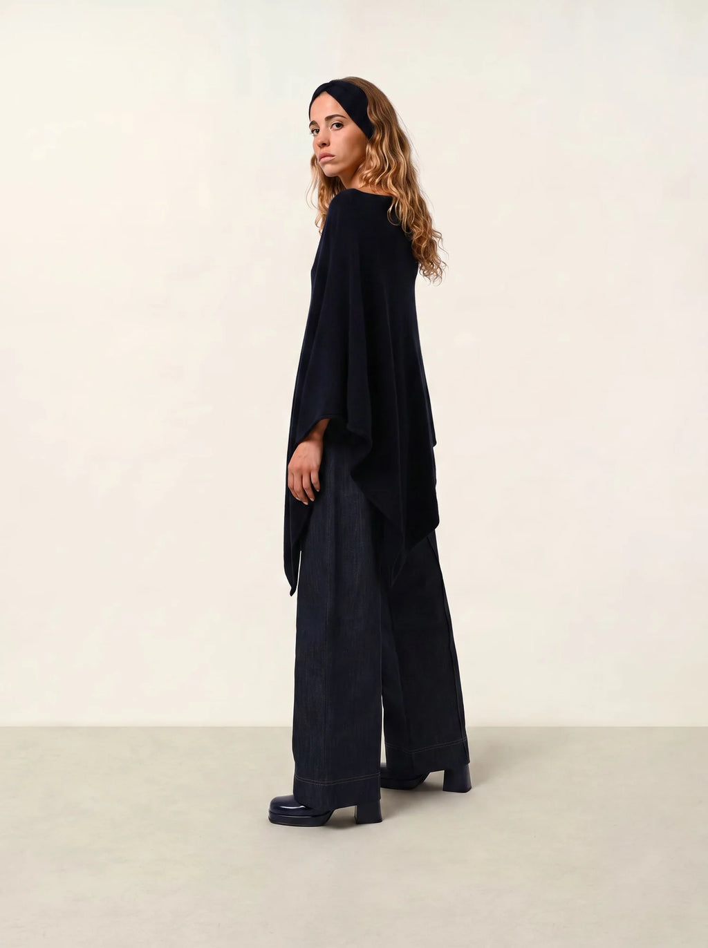 CARRA poncho bleu marine