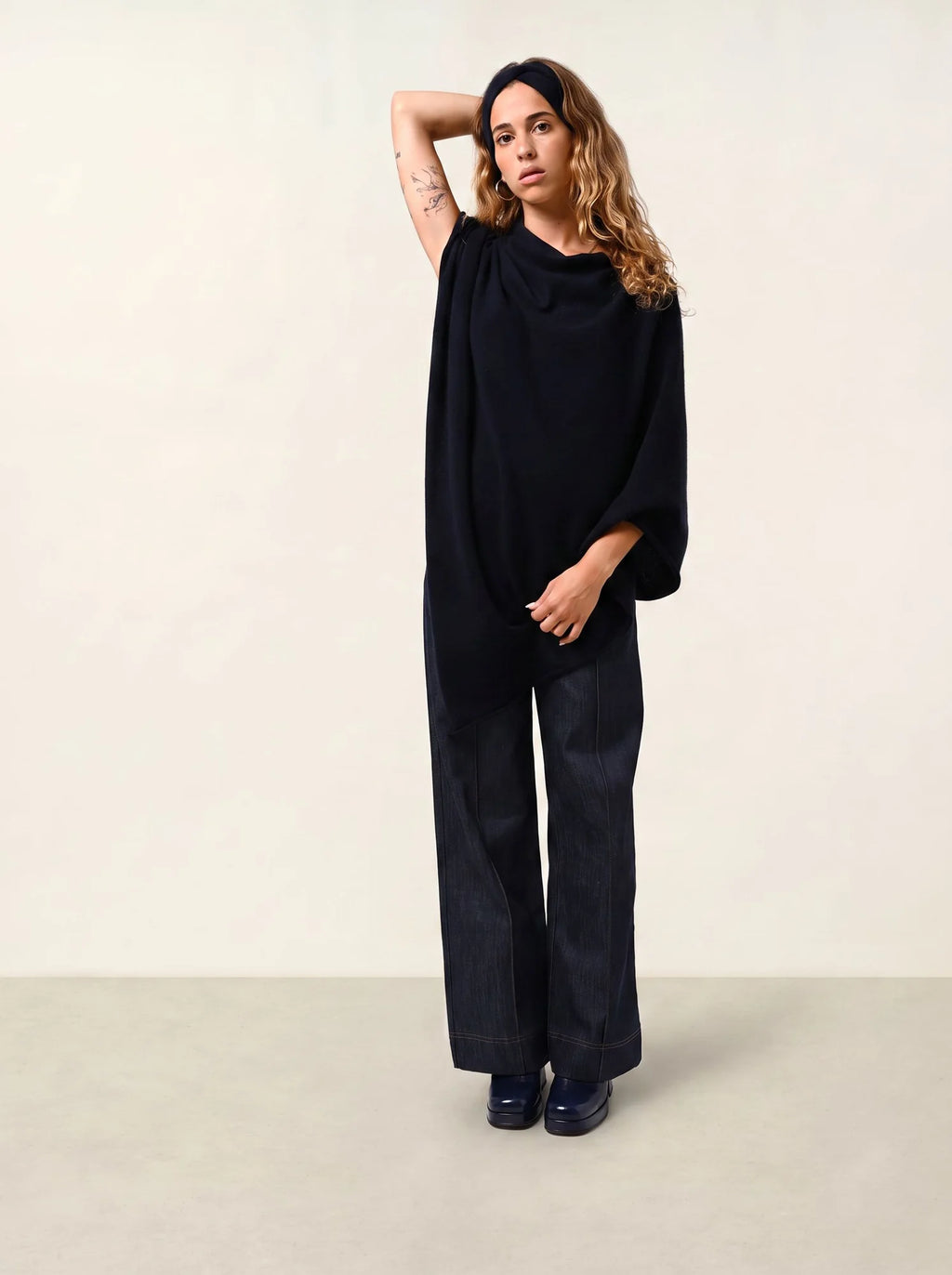 CARRA poncho bleu marine