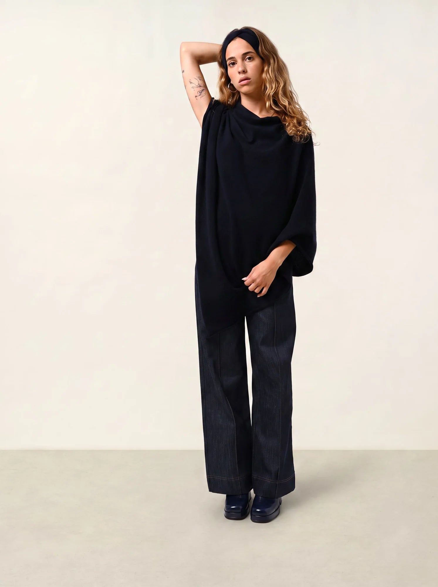 CARRA poncho bleu marine