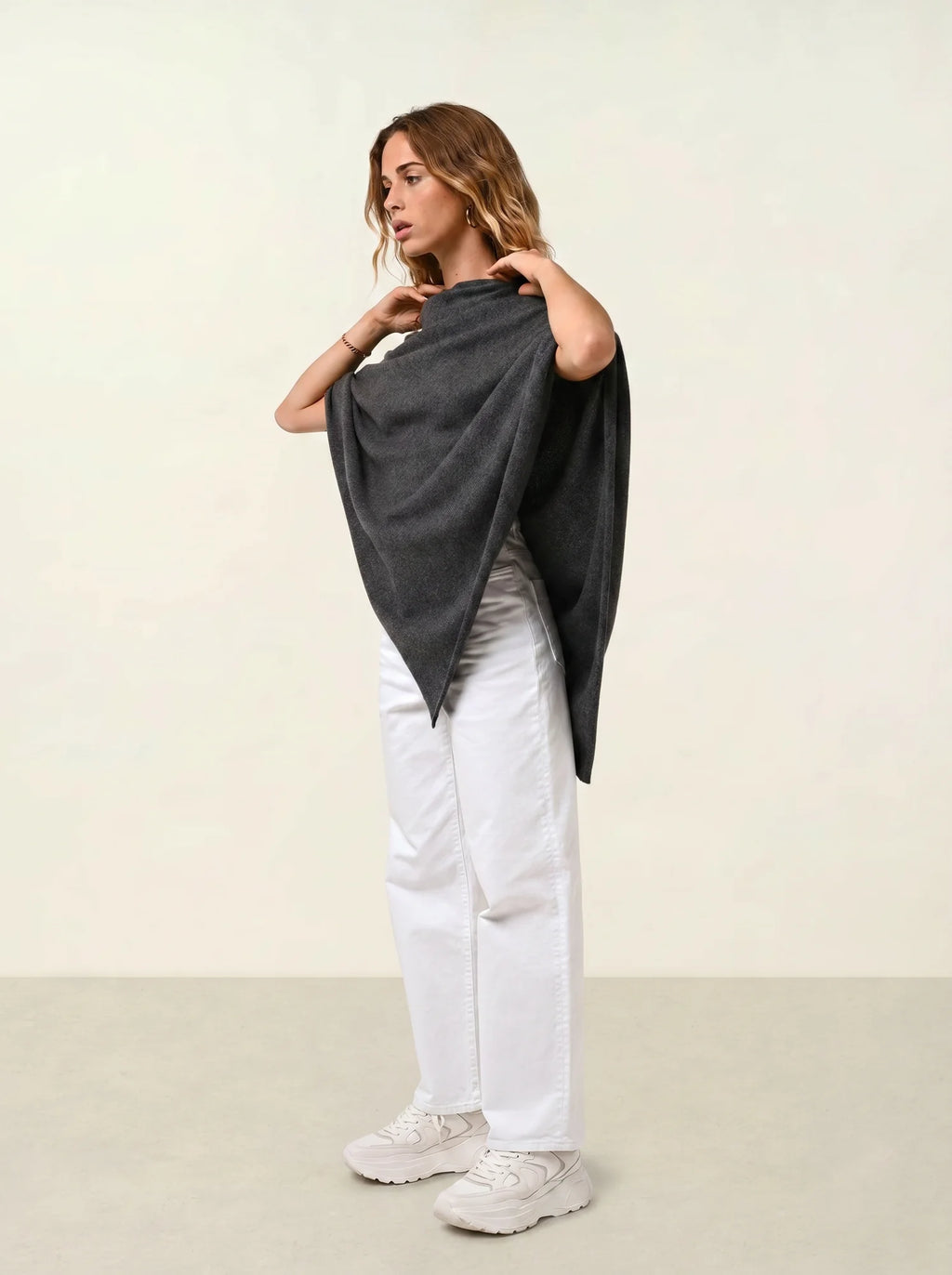 CARRA poncho anthracite chiné