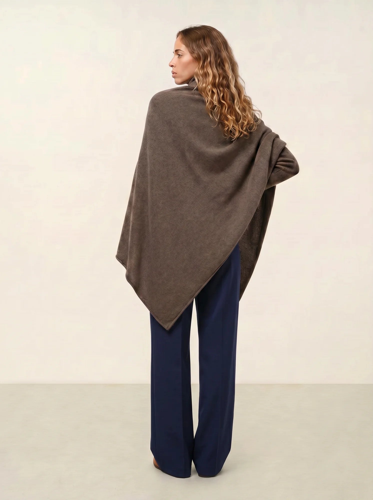 CARRA poncho taupe chiné