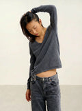 GALISE pull col V anthracite chiné