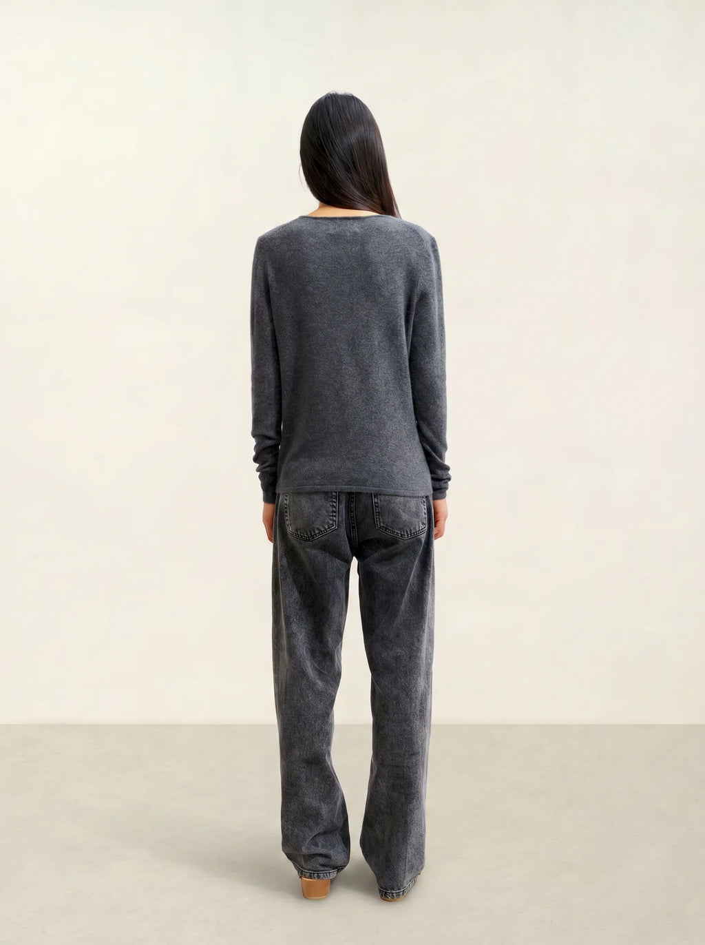 GALISE pull col V anthracite chiné