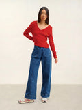 GALISE pull col V rouge