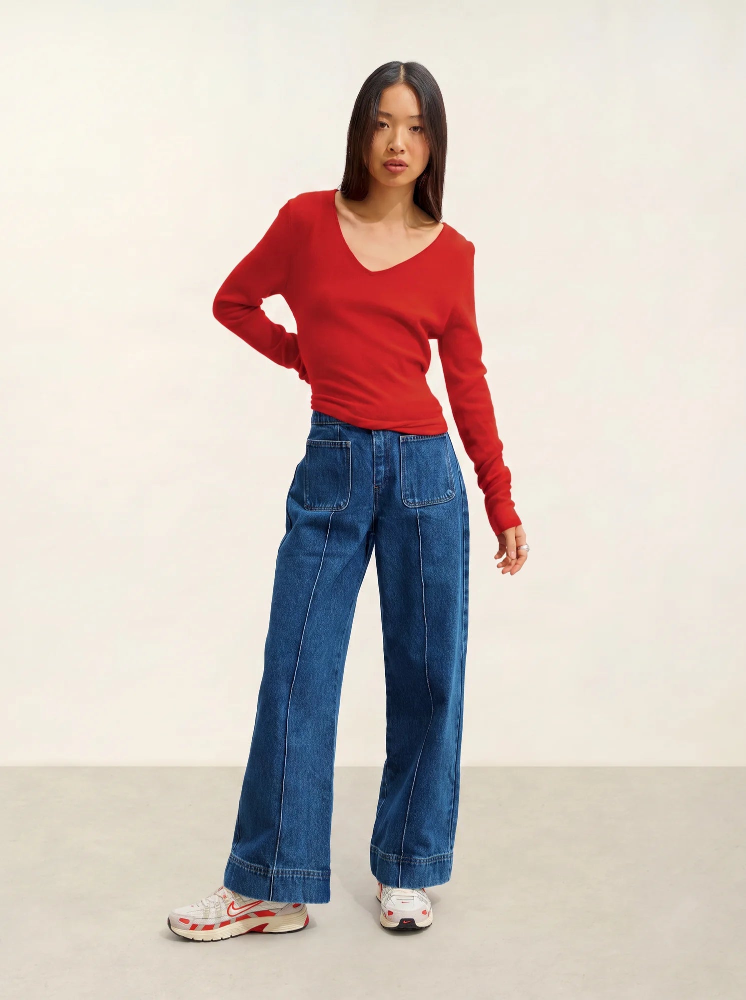 GALISE pull col V rouge