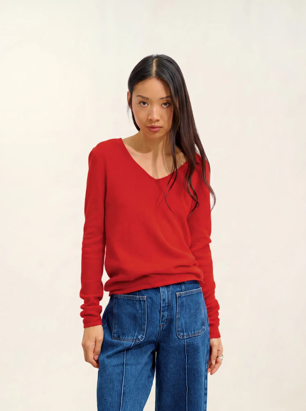 GALISE pull col V rouge